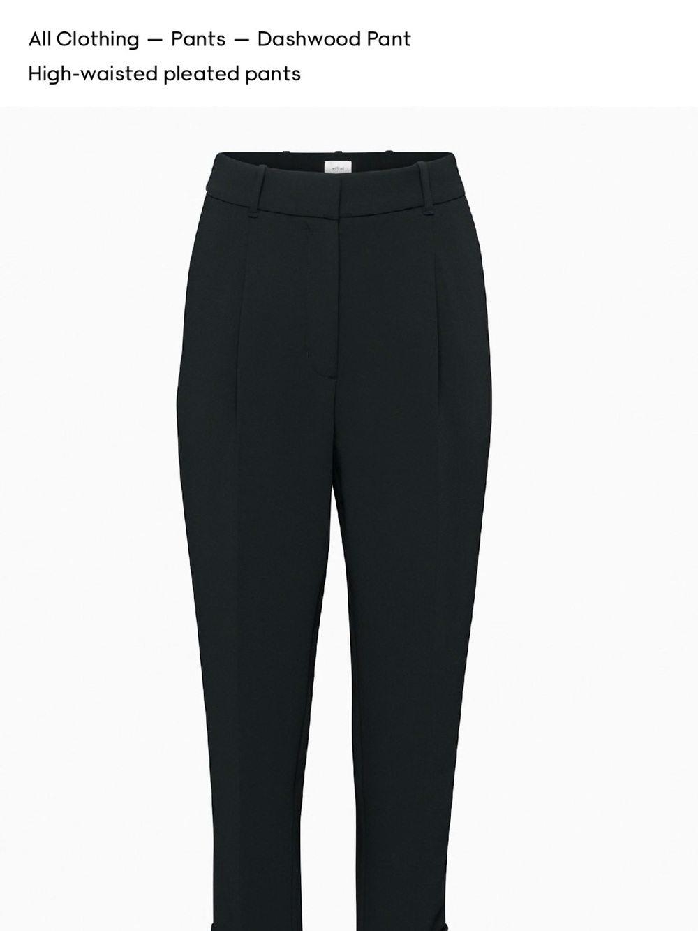 Aritzia Wilfred Dashwood High-Waisted Pleated Pants — Black